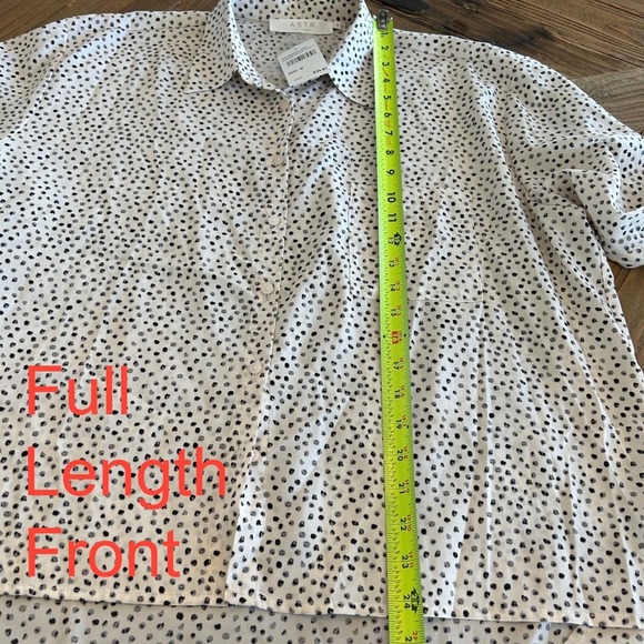 ASTR The Label Cream Olive Multi Dot Print Button Up Shirt Blouse Size Med NWT - Picture 10 of 13